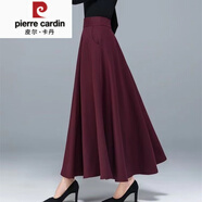 皮爾卡丹（pierre cardin）300斤半身裙女2024秋季氣質(zhì)裝休閑遮肚大擺長(cháng)裙針織 酒紅色 L (建議100-120斤)