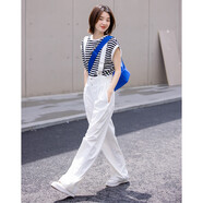 德瑪納闊腿背帶褲腰間可調節腰袢闊腿背帶褲女 白色 M 