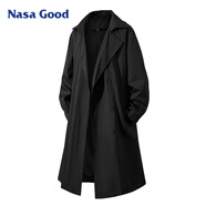NASA GOOD中長(zhǎng)款風(fēng)衣男女同款秋季潮牌寬松青年休閑垂感百搭外套 黑色 2XL