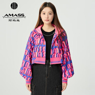 阿瑪施（AMASS）新款前短后長(zhǎng)連帽夾克外套女5400869 粉紫 S (2)