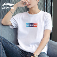 李寧（LI-NING）t恤男短袖衣服運動服飾籃球體恤夏季2025冰絲速干跑步男士健身裝 標準白【徽章】 L