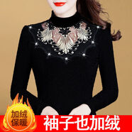 凡摩喬單件裝 加絨新款女打底衫黑色蕾絲長袖t恤內(nèi)搭上衣 219（保暖） 加絨 4XL 【140-160斤】