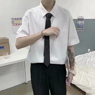唐號（tanghao）白色長袖襯衫男學(xué)院風(fēng)寬松dk領(lǐng)帶襯衣潮流韓版班服畢業(yè)衣服襯衫男 白色短襯衫+領(lǐng)帶+黑色西褲 L