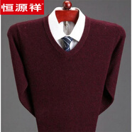 恒源祥2024新款羊毛衫男秋冬季加厚高毛領毛衣中青年男裝打底純羊毛絨衫 V.領 紅 M 165《適合100-120斤》