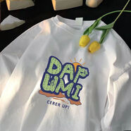 SEMALAM美式復(fù)古短袖t恤男夏季寬松設(shè)計感小眾潮牌五分半袖字母印花體恤 白色DAP XL【建議120斤-140斤】優(yōu)先發(fā)貨