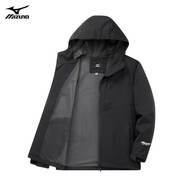美津濃 MIZUNO 戶外夾克男連帽梭織印花透氣情侶鋒衣外套上衣
