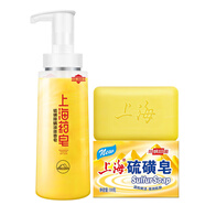 上海藥皂硫磺皂液液體香皂500g+上海硫磺皂除螨香皂130g