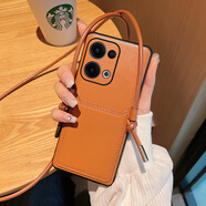 羽唐適用于OPPO Reno13手機殼高級感棕簡(jiǎn)約斜挎卡包式奢華掛繩皮紋reno13pro全包防摔外殼新款保護套 高級感棕色+斜挎卡包 OPPOReno13