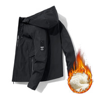 欣垚2024冬季潮流夾克男加絨加厚外套男裝韓版外套服裝服飾5折券 加絨  黑色 M