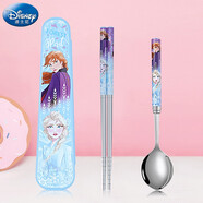 迪士尼（Disney）兒童不銹鋼筷勺套盒家用吃飯勺子筷子女孩小學(xué)生卡通餐具耐摔套裝