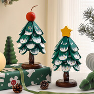 赟婭高級感圣誕樹(shù)隔熱墊餐桌擺件創(chuàng  )意一棵樹(shù)實(shí)木防燙鍋墊折疊杯墊碗墊 【星星+蘋(píng)果】四層隔熱墊兩件套