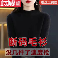 WVHK半高領(lǐng)羊毛衫女寬松毛衣大尺碼秋冬加厚針織打底衫加絨加厚冬天穿 BG/黑色/ XL 【115-125斤】