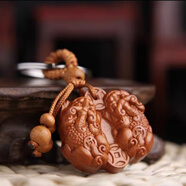 新款桃木貔貅公母雌雄雙貔貅男女款汽車(chē)鑰匙扣掛件吊墜掛飾平安 公母貔貅一串(隨身)