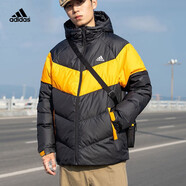 阿迪達(dá)斯 （adidas）羽絨服男裝冬季新款運(yùn)動服連帽防風(fēng)保暖休閑羽絨夾克外套潮IT8730 H20786/羽絨服/黑黃拼接 S