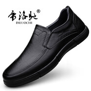 帝洛馳（DILUOCHI）新男士皮鞋真皮商務(wù)休閑鞋低幫百搭男鞋青年工作正裝鞋懶人豆豆鞋 黑色 40皮鞋碼