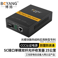 博揚（BOYANG）百兆雙纖單模光纖收發(fā)器 光電轉(zhuǎn)換器 防雷SC接口 25公里內(nèi)置電源 一臺光收發(fā)器BY-NF511S