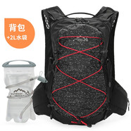 鷹圖（OUTDOOR INOXTO）越野跑步運動超輕戶外徒步水袋包防水騎登山行包12L雙肩男女背包 12升黑色+2L水袋