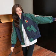 琦蝶爾 短款外套女春秋韓版寬松顯瘦百搭2022春季女裝新款小個(gè)子時(shí)尚休閑工裝夾克上衣棒球服學(xué)生原宿風(fēng) 綠色 L