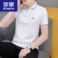 羅蒙（ROMON）短袖t恤男士潮流2025新款白色上衣服夏季男裝純棉翻領(lǐng)POLO.衫半袖 681白色 XL (適合：135-145斤)