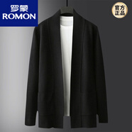 羅蒙（ROMON）秋季中長(cháng)款開(kāi)衫毛衣男韓版潮流針織衫個(gè)性薄外套男士青年線(xiàn)衣外穿 8859黑色 2XL