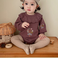 A 21 FUNB嬰兒衣服秋裝新生兒包屁衣女寶寶連體衣滿(mǎn)月百天哈衣周歲禮服春秋 韓風(fēng)紫色針織哈衣+連褲襪 100 cm