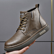 公牛世家（G.N.Shi Jia）冬季新款真皮馬丁靴加絨加厚保暖休閑鞋 深灰色棉鞋 39