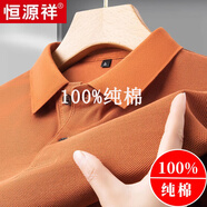 恒源祥純棉短袖T恤男士2025夏季polo.衫翻領(lǐng)純色寬松休閑中年體恤上衣男 M89605短 袖橙色|純棉100%品牌旗艦款 3XL 185 建議165-180斤 高檔品牌男裝
