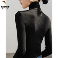 啄木鳥(niǎo)堆堆領(lǐng)針織衫女秋冬款疊穿高級感長(cháng)袖軟糯修身內搭打底高領(lǐng)毛衣 黑色 M