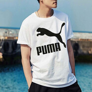 彪馬（PUMA）短袖T恤男秋季運(yùn)動(dòng)服時(shí)尚l(wèi)ogo圓領(lǐng)跑步休閑半袖上衣 596535-02/白色/大logo S