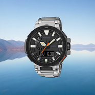 卡西歐運動(dòng)登山表鈦合金太陽(yáng)能電波男表PRX-8000T-7A/8000YT PRX-8000T-7ADR銀鈦表帶