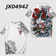 簡(jiǎn)顧 潮牌原創(chuàng)國(guó)潮般若邪鬼印花夏季百鬼夜行個(gè)性情侶短袖T恤打底衫創(chuàng)意搞怪鬼臉衣服 06款 2XL
