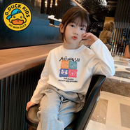 G·DUCK KIDS100%純棉兒童長(zhǎng)袖打底衫春秋休閑t恤女寶寶白色上衣2024年t血圓領(lǐng) H2331白色 140cm