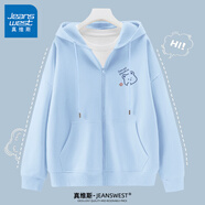 真維斯（JEANSWEST）外套女連帽開衫衛(wèi)衣女裝春秋冬季新款寬松休閑潮流韓版學(xué)生上衣服 薄款 天藍(lán) 眨眼熊_K M