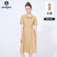 Navigare意大利小帆船女士短袖連衣裙收腰襯衫裙2322874502 砂 L 