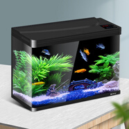博宇（BOYU）生態(tài)金魚缸變色燈光水族箱 客廳桌面超白玻璃魚缸辦公室懶人魚缸 黑60長32寬47高 智能液顯變色 標配（變色燈光系統(tǒng)+過濾系統(tǒng)）