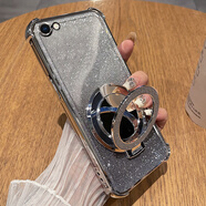 一芯相守 適用iphone6手機(jī)殼蘋果6s保護(hù)6plus硅膠套6splus全包i6四角氣囊防摔透明閃粉軟殼女磁吸鏡子支架 【閃粉氣質(zhì)銀】鏡頭膜+化妝鏡支 iPhone6sPlus