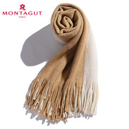 夢(mèng)特嬌（MONTAGUT）2025雙色拼接撞色圍巾男女學(xué)生冬季新款時(shí)尚百搭流蘇披肩保暖圍脖 6654圍巾駝色拼米色