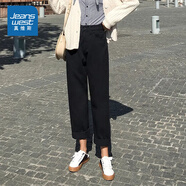真維斯女裝牛仔褲直筒新款女式時(shí)尚休閑舒適純色牛仔長(cháng)褲LE 黑色8010 30