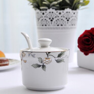 匯格骨瓷調料罐陶瓷單個(gè)中式帶蓋勺家用廚房用品調料瓶罐盒鹽罐辣椒罐 調料罐+勺1套(香榭麗舍)