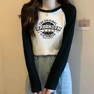 歐洛黛長(zhǎng)袖t恤女春秋裝女新款洋氣遮肚子顯瘦時(shí)尚插肩袖百搭秋季女上衣 白色BROOK-長(zhǎng)袖 S