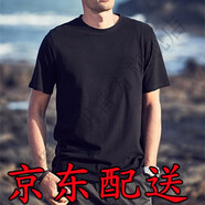 艾羅帝朗男士短袖t恤寬松圓領(lǐng)半袖大碼體恤男裝上衣100%純棉短袖學(xué)生t恤男 黑色 2XL 130-145斤