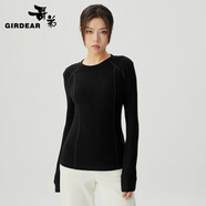 哥弟（GIRDEAR）女裝線條設(shè)計(jì)感磨毛套頭長(zhǎng)袖T恤女1300990 黑 S (2碼)