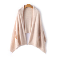 小羊鄂爾多斗篷披肩羊絨保暖秋冬送長輩秋冬新款山羊絨披肩女針織大圍巾 駝 米色