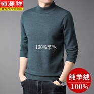 恒源祥2025山羊毛絨衫男加厚半高領(lǐng)毛衣秋冬季男士爸爸羊毛打底針織衫 半高領(lǐng)湖藍 高檔不起球 M 165 165【100-120斤穿】