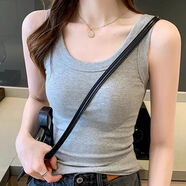 ESCURLTF小吊帶背心女士夏季外穿內(nèi)搭打底衫白色法式別致工字螺紋歐美打底 灰色 均碼130斤以內(nèi)