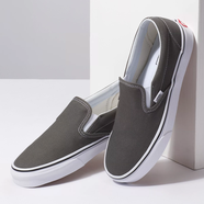 范斯（VANS）男女款小白鞋 SLIP-ON 一腳蹬低幫休閑鞋時尚滑板鞋 帆布鞋禮物 炭灰色 41/男us8.5/女us10
