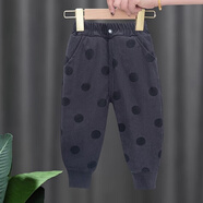 小巧狐2026冬新款兒童三層加厚褲子休閑長(cháng)褲男女童棉褲加絨運動(dòng)衛褲PYZ 圓點(diǎn)灰色 (三層加厚棉褲子) 100 (身高85-95)