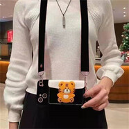 阿法普 虎年大吉iphone蘋(píng)果手機殼女潮牌插卡口袋帶掛繩可掛脖子防斜挎掛繩 黑色虎年卡包+斜挎掛繩  4.7英寸-蘋(píng)果6/6S專(zhuān)屬