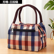暢印女包手提媽媽小布包上班手拎包飯盒袋子便當包袋便捷出行小包包 方格 三拉鏈