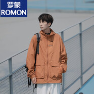 羅蒙（ROMON）戶外防曬服夏季輕薄款防透氣防曬衣寬松運(yùn)動(dòng)男女連帽外套潮 胡蘿卜色/UPF50+防曬防紫外線 3XL